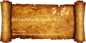 Hirschfeld Csák névjegykártya